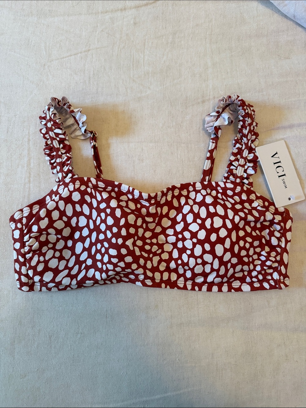 Vici Rust Red & White Spotted Bikini Top